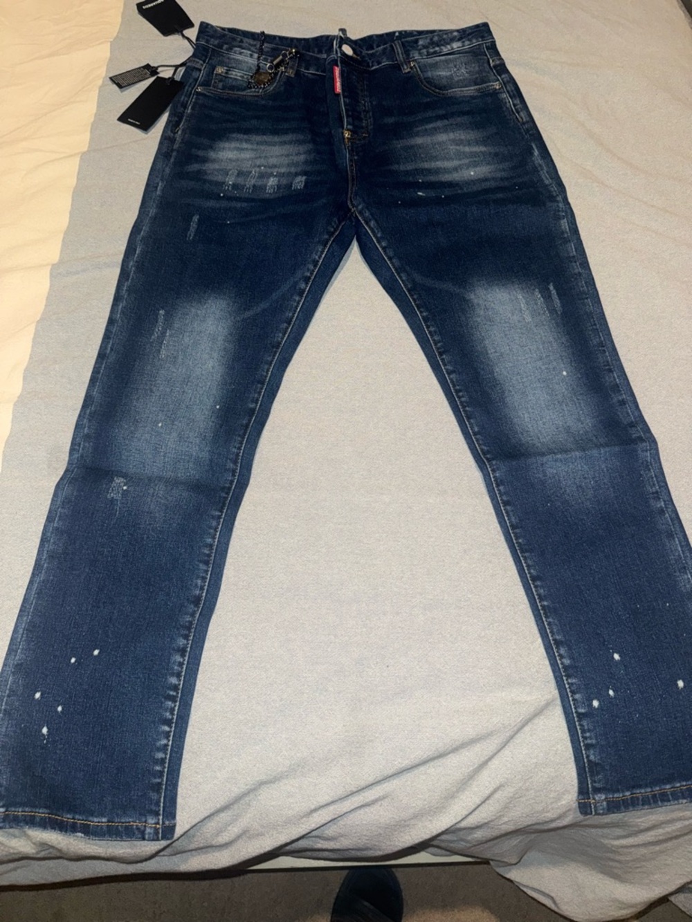 DSQUARED2 Blue Denim Jeans with Red Logo Tab - Picture 3 of 8